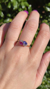 Pink Sapphire & Tanzanite 18ct Gold "Toi et Moi" Engagement Ring