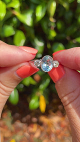 Aquamarine & Diamond Platinum Three-Stone Ring