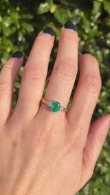 Emerald & Diamond 18ct Gold Three Stone Engagement Ring