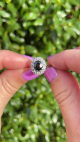 Vintage Sapphire & Diamond 18ct White Gold Cluster Ring
