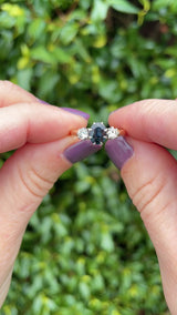 Vintage 1989 Sapphire & Diamond Three Stone Engagement Ring