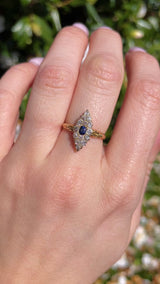 Antique Victorian Sapphire & Diamond Navette Cluster Ring