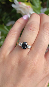 Vintage 1964 Sapphire & Diamond Three-Stone Trilogy Engagement Ring
