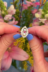 Belle Époque Style Ruby & Diamond White Gold Ring
