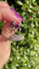 Antique Edwardian Rose Cut Diamond Cluster Drop Earrings