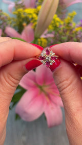 Vintage Pink Sapphire & Diamond 18ct Gold Cluster Ring