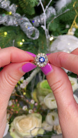 Sapphire & Diamond 18ct Gold Flower Cluster Ring