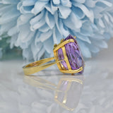 AMETHYST 18CT GOLD SOLITAIRE RING - MILLENNIUM