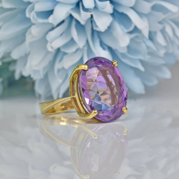 AMETHYST 18CT GOLD SOLITAIRE RING - MILLENNIUM