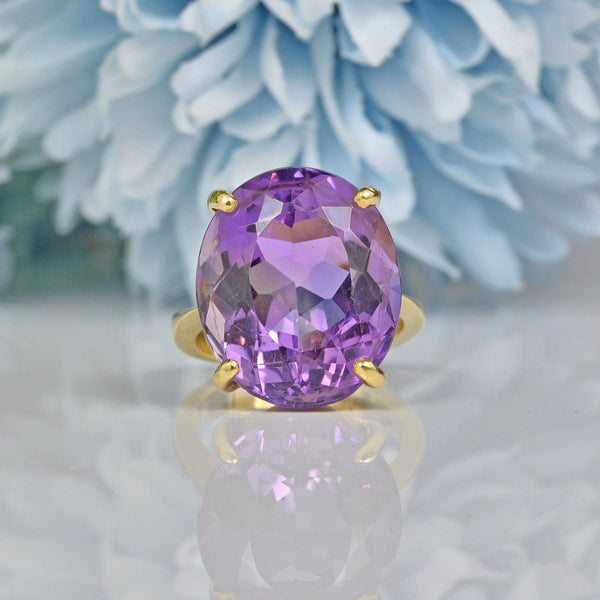 AMETHYST 18CT GOLD SOLITAIRE RING - MILLENNIUM