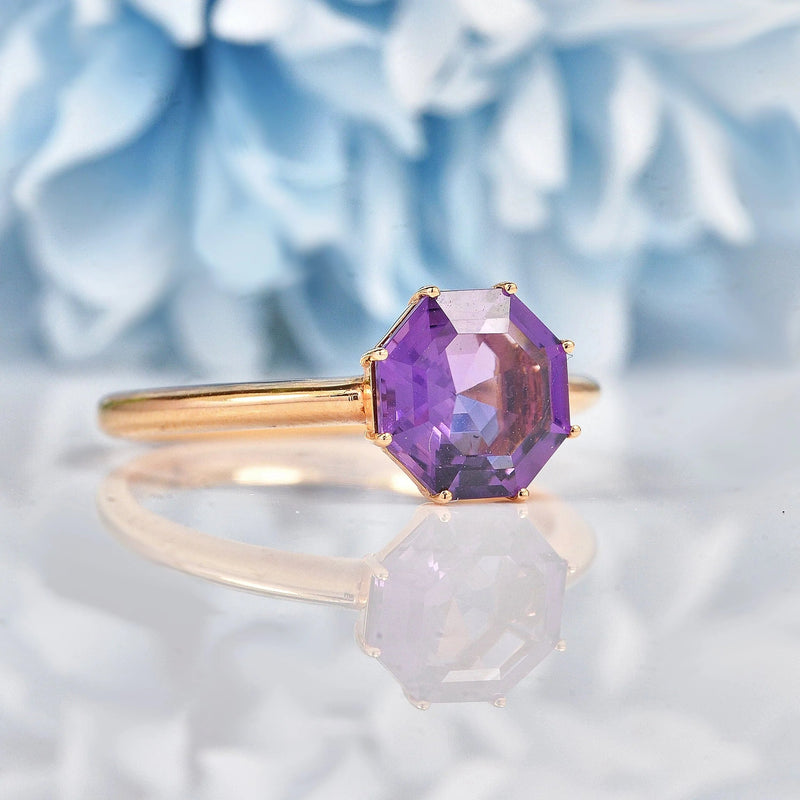 Ellibelle Jewellery Amethyst 18ct Rose Gold Solitaire Ring