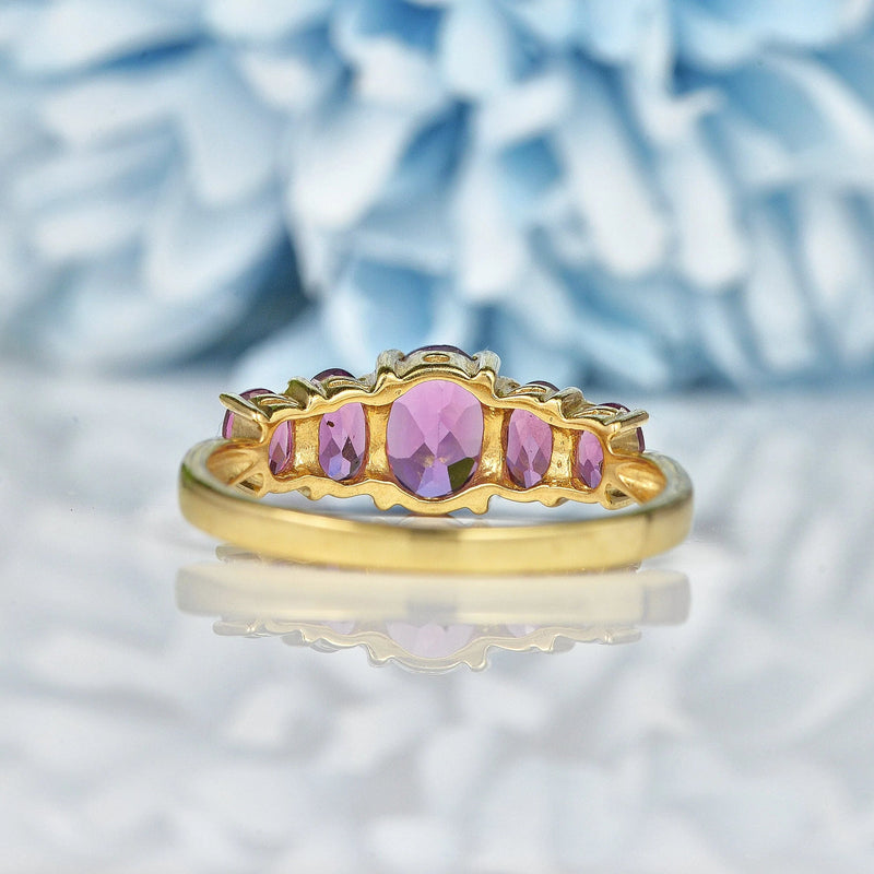 Ellibelle Jewellery Amethyst 9ct Yellow Gold Five Stone Ring