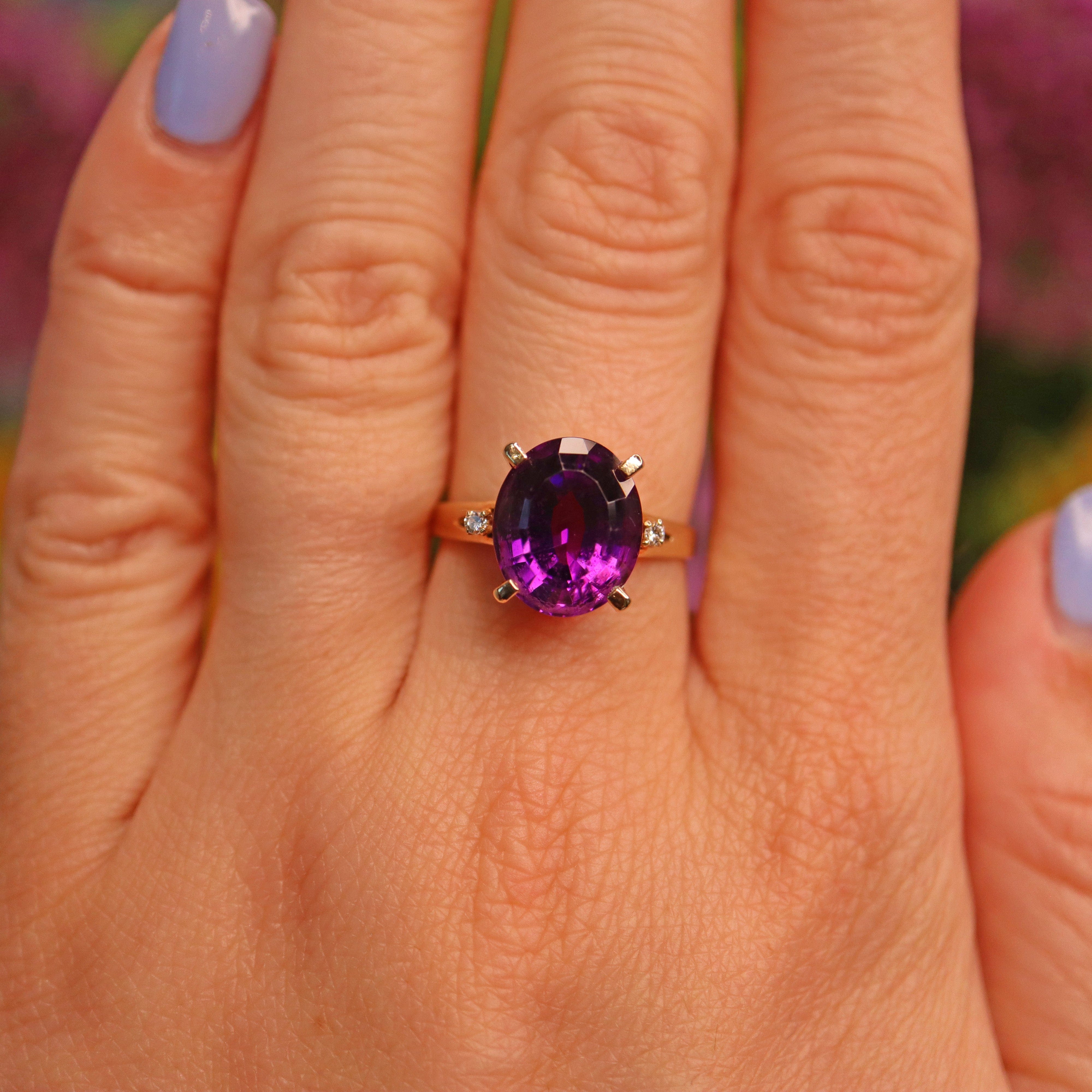 Ellibelle Jewellery Amethyst & Diamond 14k Gold Dress Ring