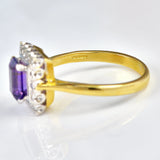 Ellibelle Jewellery Amethyst & Diamond 18ct Gold Cluster Panel Ring