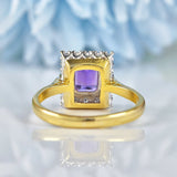 Ellibelle Jewellery Amethyst & Diamond 18ct Gold Cluster Panel Ring