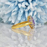 Ellibelle Jewellery AMETHYST & DIAMOND 18CT GOLD CLUSTER RING