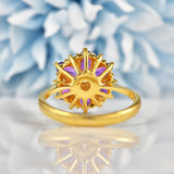 Ellibelle Jewellery Amethyst Diamond 18ct Gold Daisy Cluster Ring by Cropp & Farr