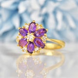 Ellibelle Jewellery Amethyst Diamond 18ct Gold Daisy Cluster Ring by Cropp & Farr