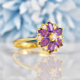 Ellibelle Jewellery Amethyst Diamond 18ct Gold Daisy Cluster Ring by Cropp & Farr