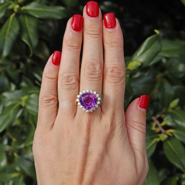 Ellibelle Jewellery Amethyst & Diamond 18ct Gold Dress Ring