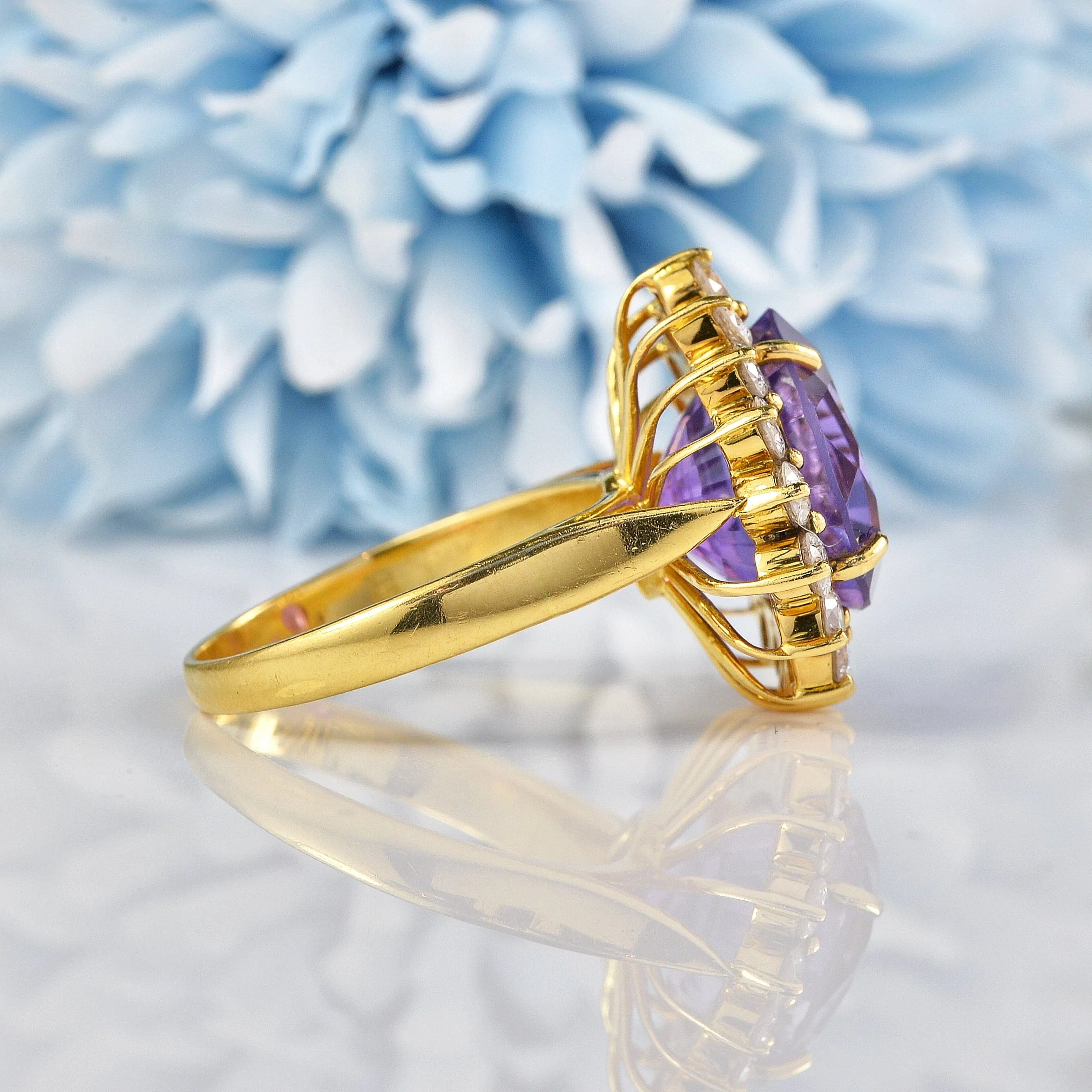 Ellibelle Jewellery Amethyst & Diamond 18ct Gold Dress Ring