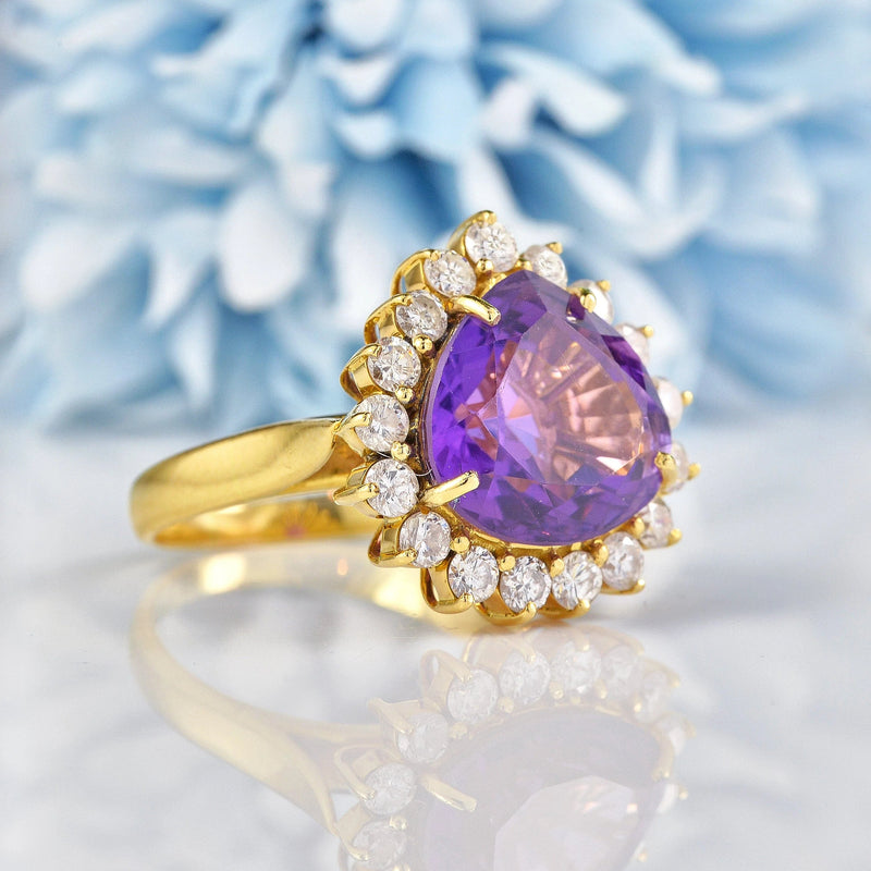 Ellibelle Jewellery Amethyst & Diamond 18ct Gold Dress Ring