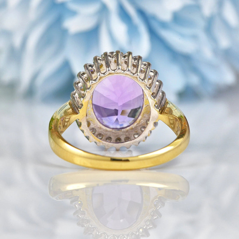 Ellibelle Jewellery Amethyst & Diamond 18ct Gold Oval Cluster Ring