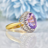 Ellibelle Jewellery Amethyst & Diamond 18ct Gold Oval Cluster Ring