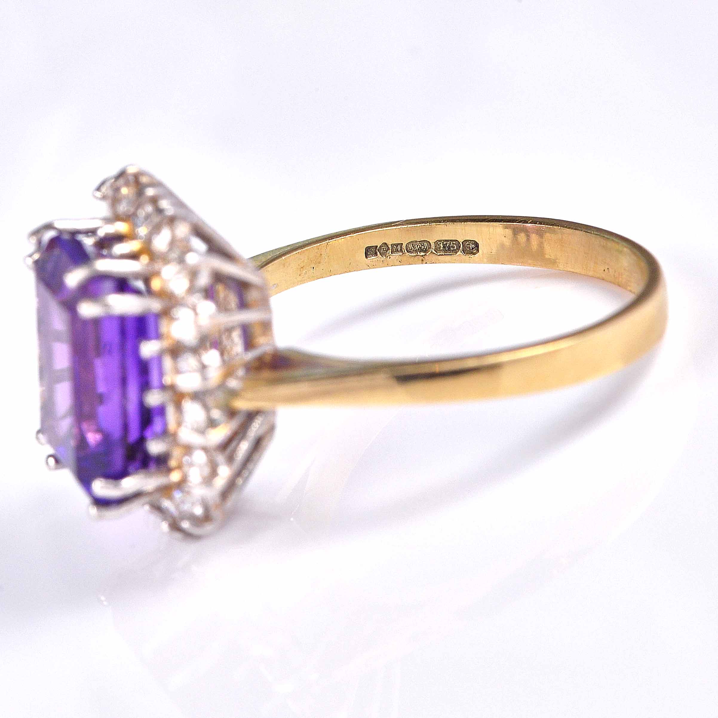 Ellibelle Jewellery Amethyst & Diamond 9ct Gold Cluster Dress Ring