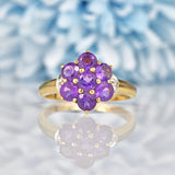 Ellibelle Jewellery Amethyst & Diamond 9ct Gold Cluster Ring