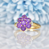 Ellibelle Jewellery Amethyst & Diamond 9ct Gold Cluster Ring