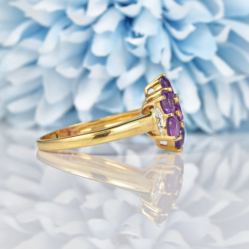 Ellibelle Jewellery Amethyst & Diamond 9ct Gold Cluster Ring