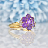 Ellibelle Jewellery Amethyst & Diamond 9ct Gold Cluster Ring