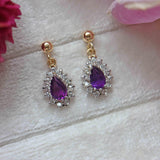 Ellibelle Jewellery Amethyst & Diamond 9ct Gold Teardrop Cluster Earrings