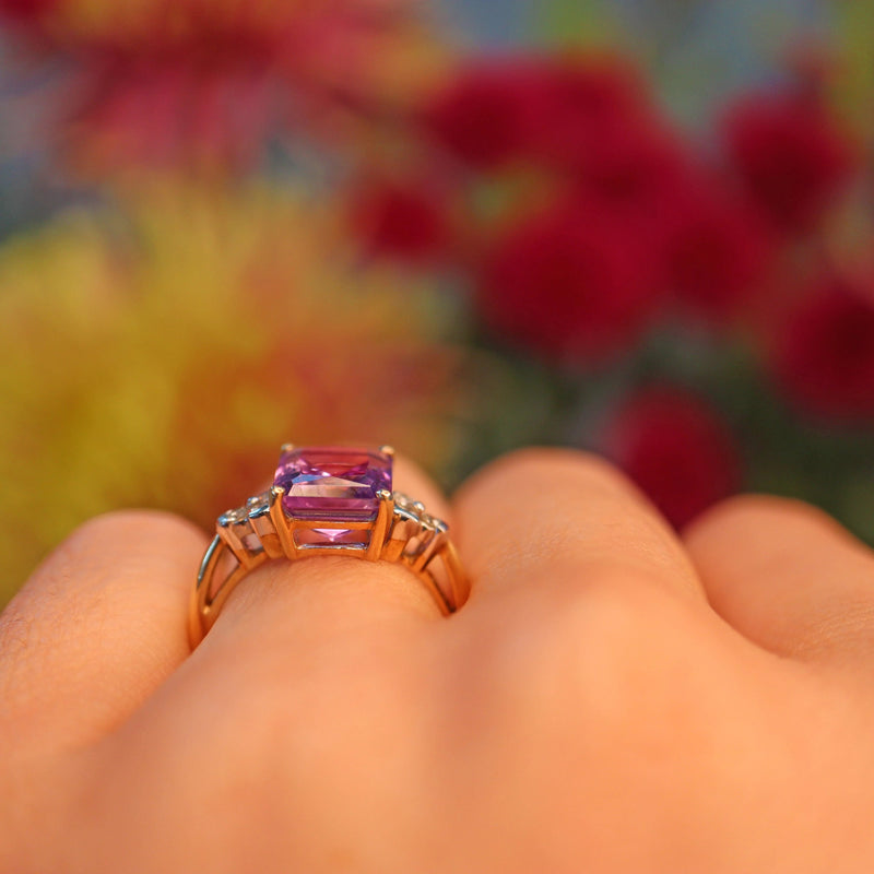 Ellibelle Jewellery Amethyst & Diamond 9ct Yellow Gold Ring