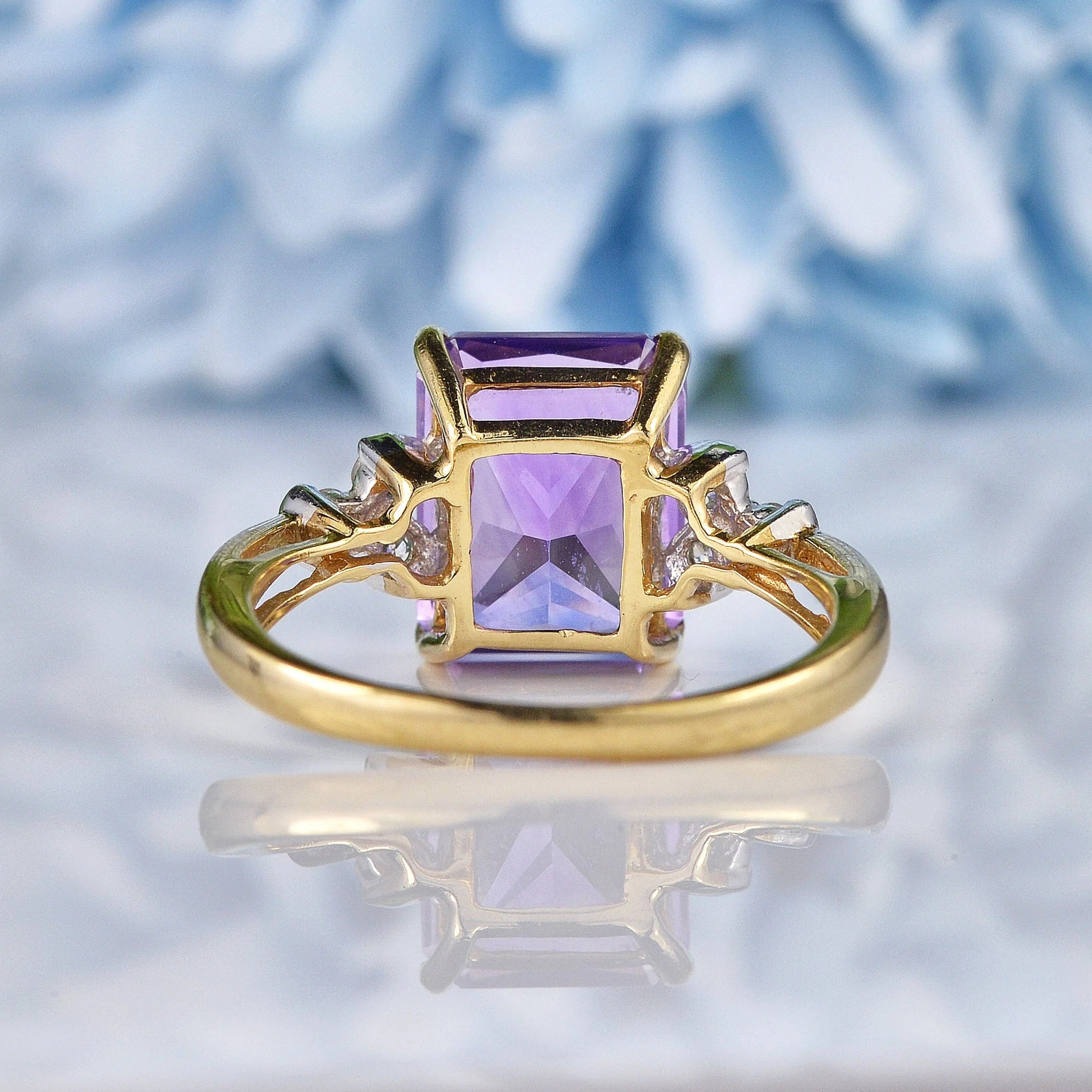 Ellibelle Jewellery Amethyst & Diamond 9ct Yellow Gold Ring