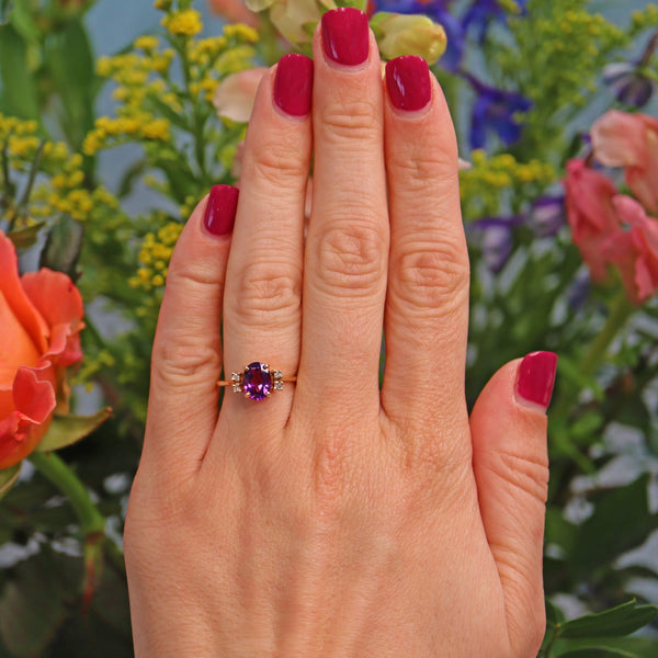 Ellibelle Jewellery Amethyst & Diamond Gold Five Stone Ring