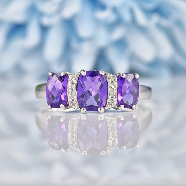 Ellibelle Jewellery Amethyst & Diamond White Gold Ring