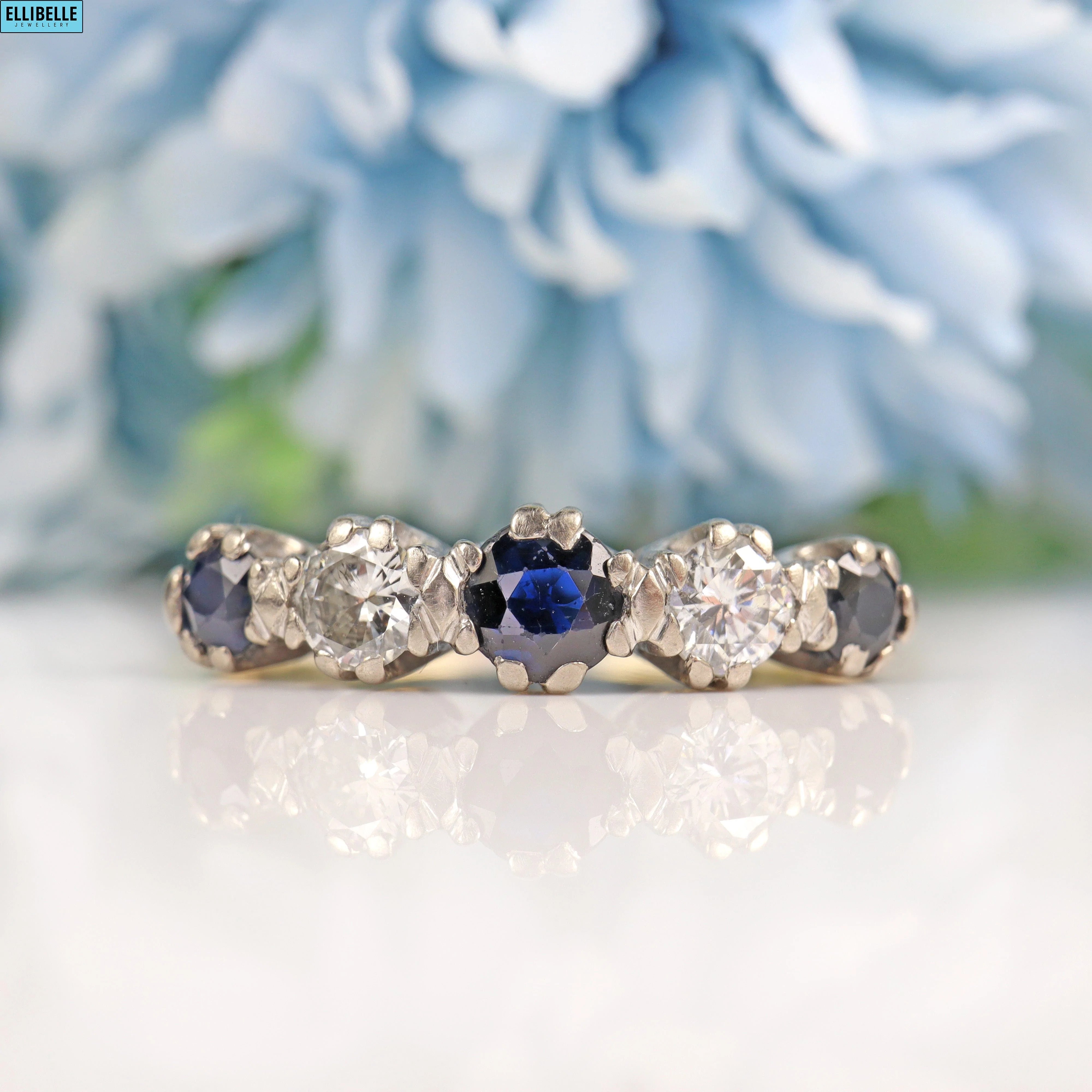 Antique Sapphire & Diamond 18ct Gold Ring