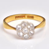 Ellibelle Jewellery Antique Art Deco 18ct Gold Diamond Daisy Cluster Ring