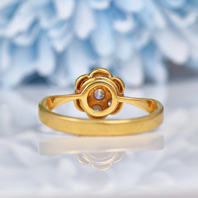 Ellibelle Jewellery Antique Art Deco 18ct Gold Diamond Daisy Cluster Ring