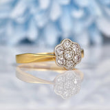 Ellibelle Jewellery Antique Art Deco 18ct Gold Diamond Daisy Cluster Ring