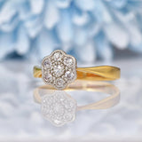 Ellibelle Jewellery Antique Art Deco 18ct Gold Diamond Daisy Cluster Ring