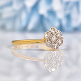 Ellibelle Jewellery Antique Art Deco Diamond 18ct Gold Daisy Ring