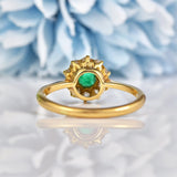 Ellibelle Jewellery Antique Art Deco Emerald & Diamond 18ct Gold Cluster Ring