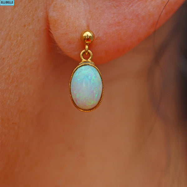 ANTIQUE ART DECO OPAL PENDANT EARRINGS