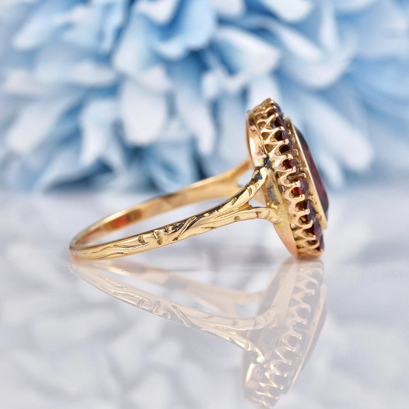 Ellibelle Jewellery Antique Bohemian Garnet 9ct Gold Cluster Ring