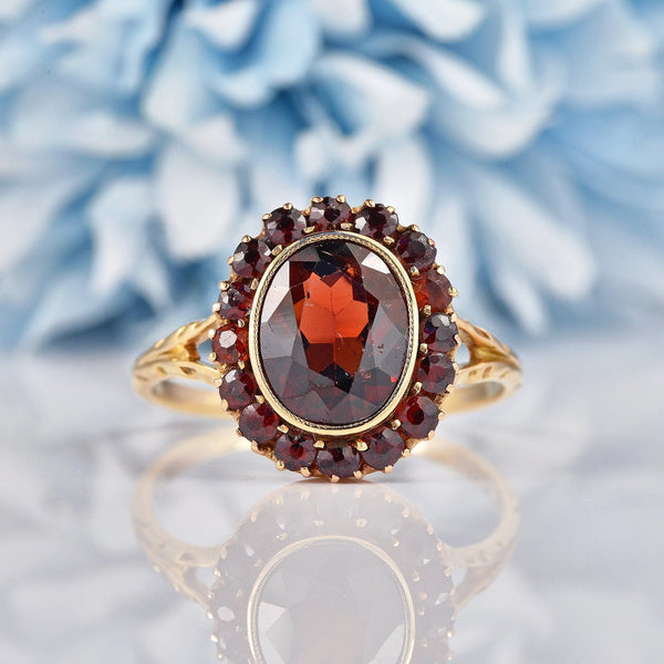 Ellibelle Jewellery Antique Bohemian Garnet 9ct Gold Cluster Ring