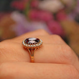 Ellibelle Jewellery Antique Bohemian Garnet & Seed Pearl 18ct Gold Cluster Ring