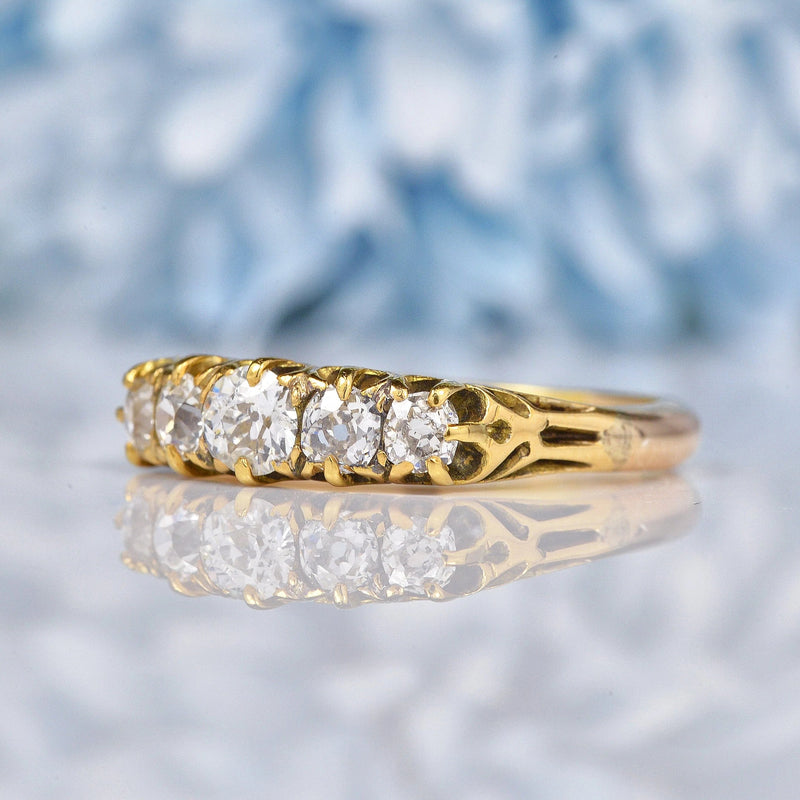 Ellibelle Jewellery Antique Diamond 18ct Gold Five Stone Ring (0.80ct)